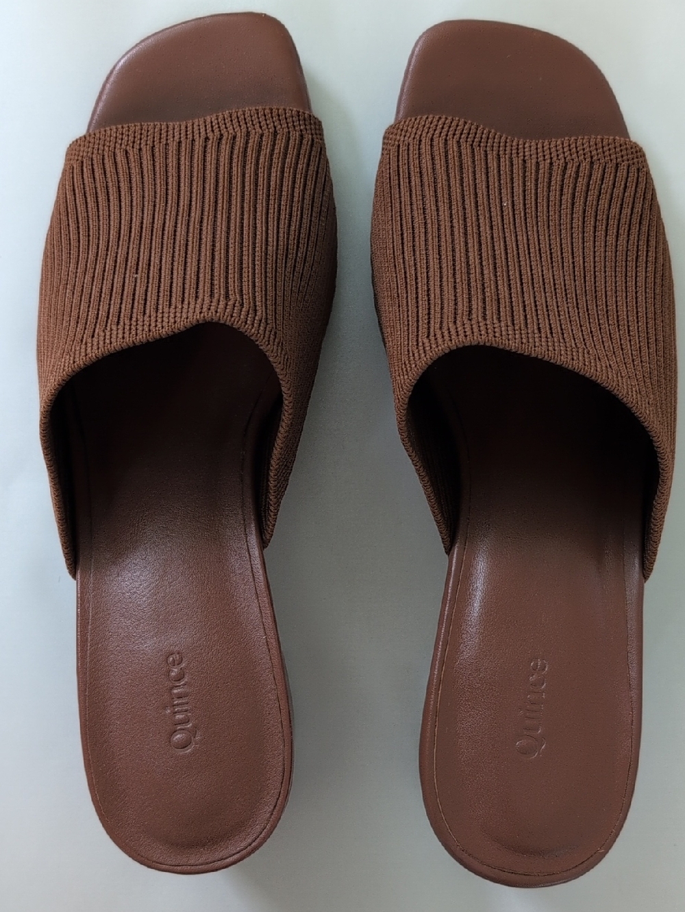 Quince Brown Knit Slide Mules